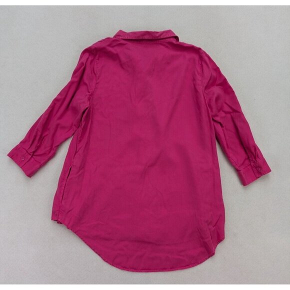 Crown & Ivy Women's Top Size L Pink 3/4 Sleeve Tunic Half Button-Up - Picture 13 of 13